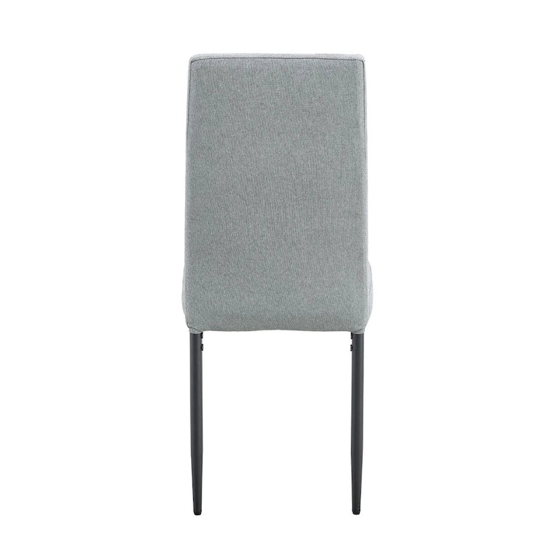Modern Dining Table with V-Shape MDF Base/ Linen Tufted Dining Room Chairs Set of 6