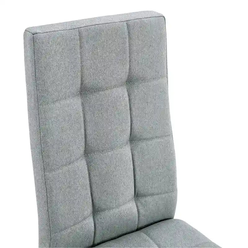 Modern Dining Table with V-Shape MDF Base/ Linen Tufted Dining Room Chairs Set of 6
