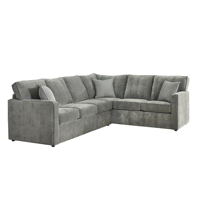 Grey Sectional Sofa Bed w/ Queen Gel Memory Foam Mattress