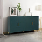 Meuble TV en bois avec armoire de rangement et étagères réglables, Console TV multimédia pour salon chambre (Bleu marine)