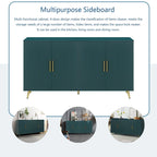 Meuble TV en bois avec armoire de rangement et étagères réglables, Console TV multimédia pour salon chambre (Bleu marine)