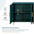 Meuble TV en bois avec armoire de rangement et étagères réglables, Console TV multimédia pour salon chambre (Bleu marine)