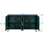 Meuble TV en bois avec armoire de rangement et étagères réglables, Console TV multimédia pour salon chambre (Bleu marine)