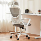 Chaise de bureau ergonomique, Chaise de bureau à dossier haut avec appui-tête, Chaise d'ordinateur pivotante en maille pour bureau à domicile Chaises de bureau