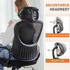 Chaise de bureau ergonomique, Chaise de bureau à dossier haut avec appui-tête, Chaise d'ordinateur pivotante en maille pour bureau à domicile Chaises de bureau