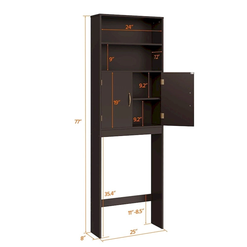 2-Shelf Bathroom Organizer Over The Toilet,Double Doors