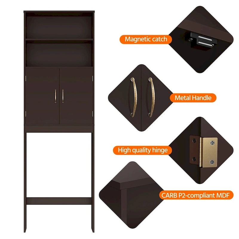 2-Shelf Bathroom Organizer Over The Toilet,Double Doors
