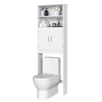 Meuble de rangement 2 étagères pour salle de bain, au-dessus des toilettes, double porte