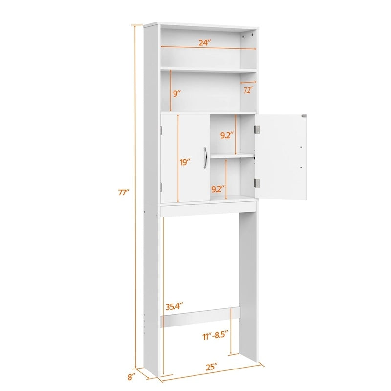 2-Shelf Bathroom Organizer Over The Toilet,Double Doors