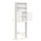 Meuble de rangement 2 étagères pour salle de bain, au-dessus des toilettes, double porte