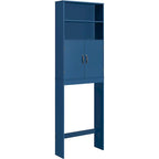 Meuble de rangement 2 étagères pour salle de bain, au-dessus des toilettes, double porte