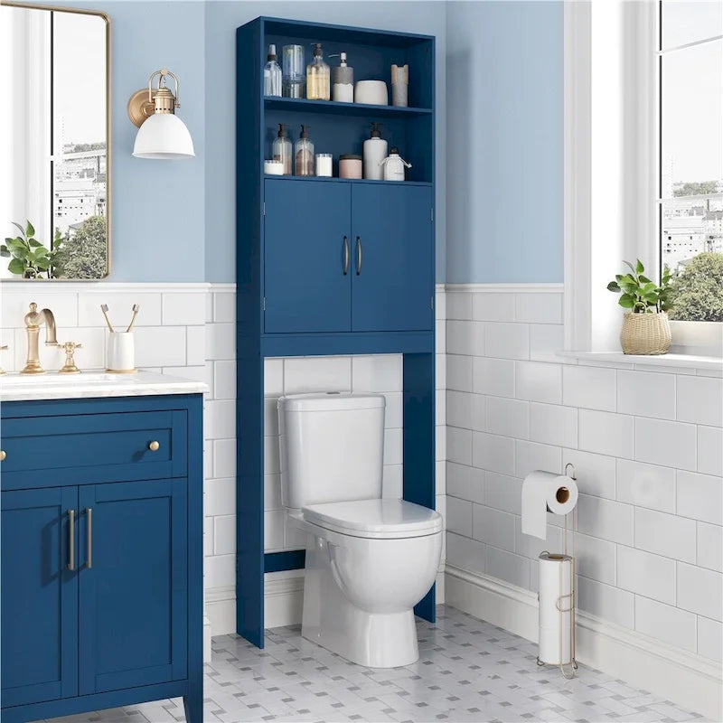2-Shelf Bathroom Organizer Over The Toilet,Double Doors