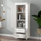 Meuble de rangement haut de cuisine blanc à deux tiroirs pour salle de bain, bureau