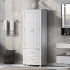 Meuble de rangement haut de cuisine blanc à deux tiroirs pour salle de bain, bureau