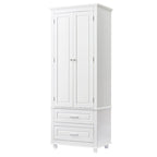 Meuble de rangement haut de cuisine blanc à deux tiroirs pour salle de bain, bureau