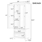 Meuble de rangement haut de cuisine blanc à deux tiroirs pour salle de bain, bureau