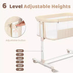 Berceau bébé avec roues – Beige / Gris / Rose, cododo, pour 1 bébé