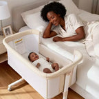 Berceau bébé avec roues – Beige / Gris / Rose, cododo, pour 1 bébé