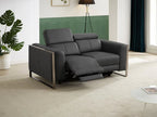 Canapé 2 places électrique en cuir gris anthracite Meublori