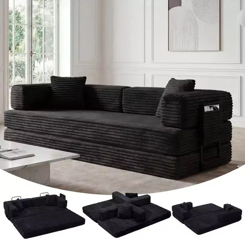 Canapé-lit convertible 5-en-1 de 80,7 po – Velours côtelé, 1 200 lb, aucun assemblage requis