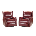 Fauteuil inclinable électrique en cuir véritable avec port USB – Dossier à oreilles et clous décoratifs, ensemble de 2