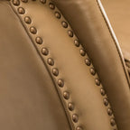 Fauteuil inclinable électrique en cuir véritable avec port USB – Dossier à oreilles et clous décoratifs, ensemble de 2